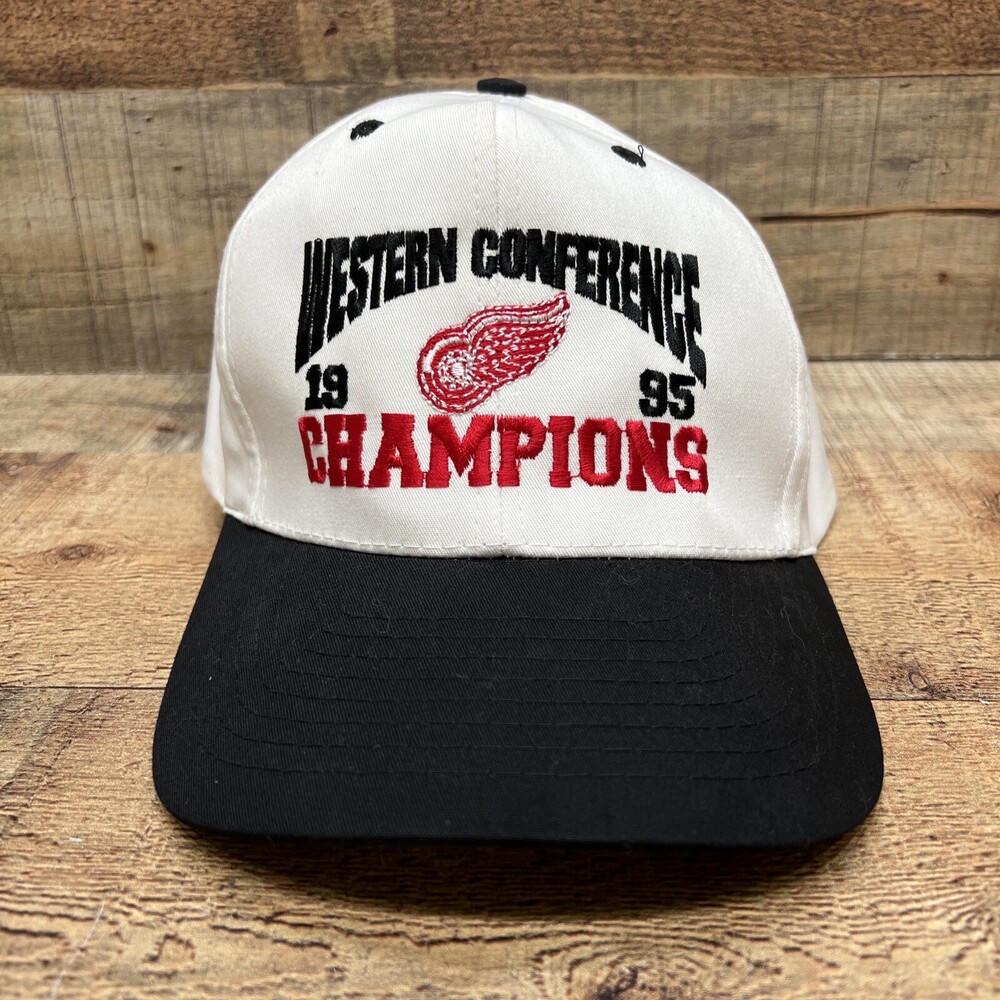 Headmost Vintage Detroit Red Wings 1995 Snap Back Hat White/black One Size